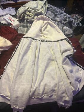 Bape Cream Hooded Kids Dress with Branded Tape Trim